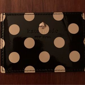 Kate Spade Card Holder for 2 Black with beige polka dots